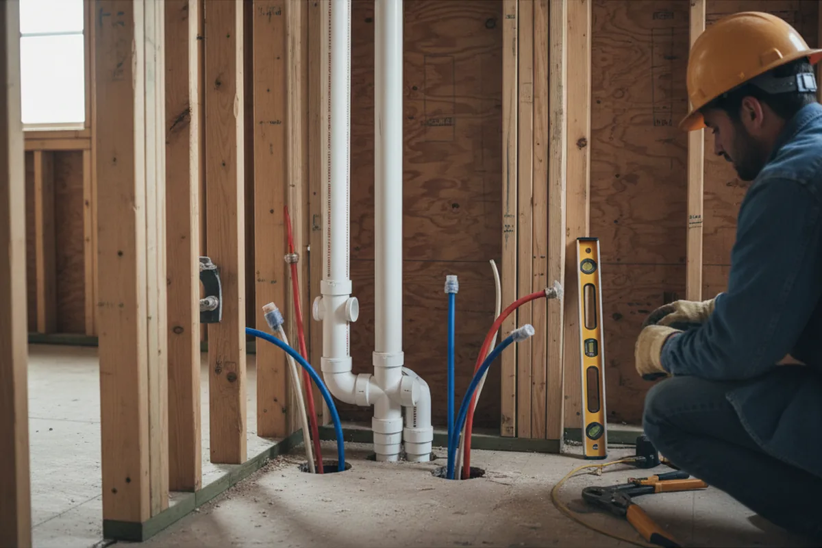 Drain and supply rough-in during Drain Cleaning in Goodview